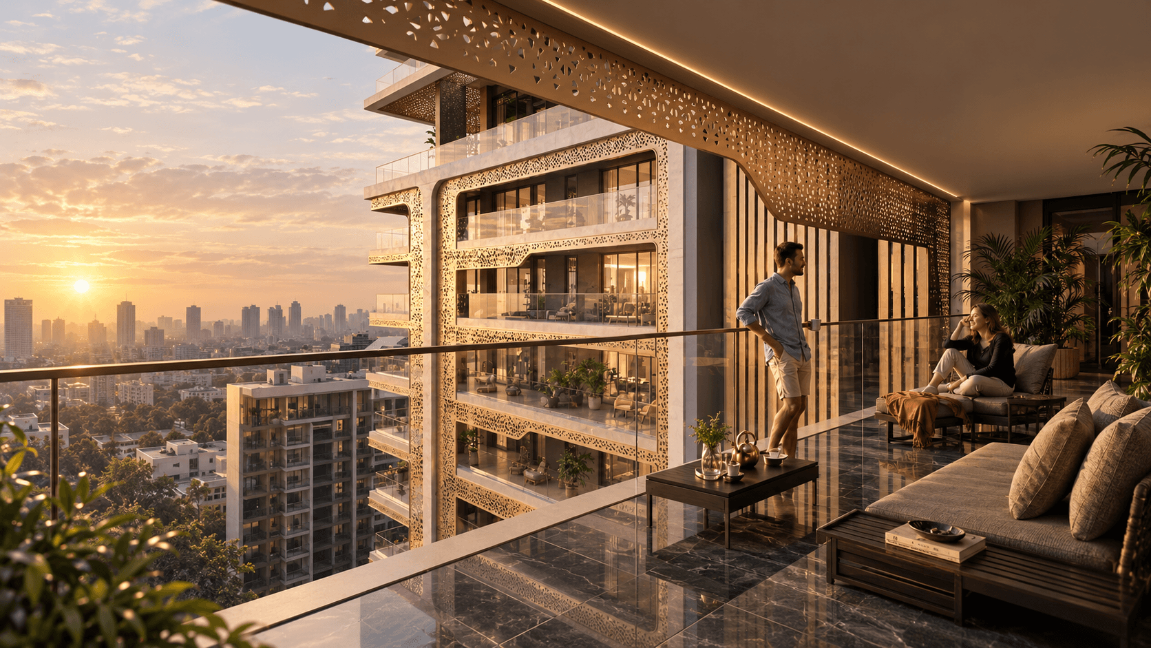 Conceptual artist’s impression: sunset balcony