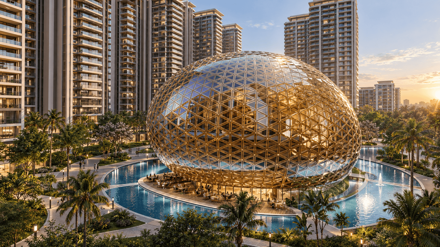 Conceptual artist’s impression: golden clubhouse
