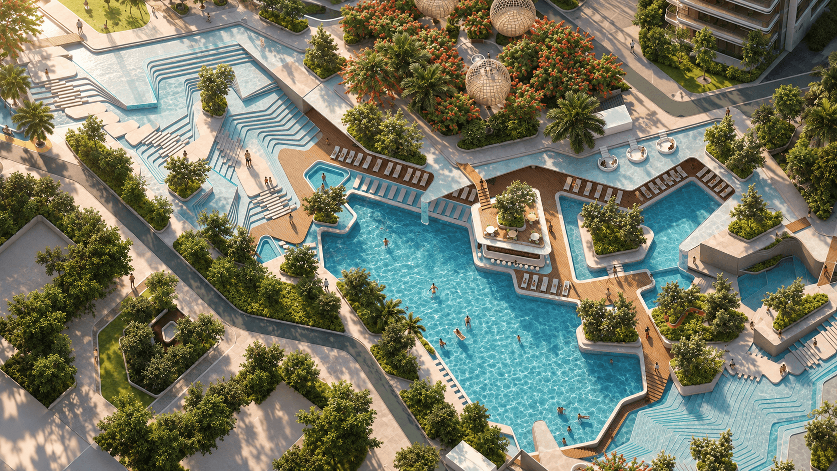 Conceptual artist’s impression: landscaped pools