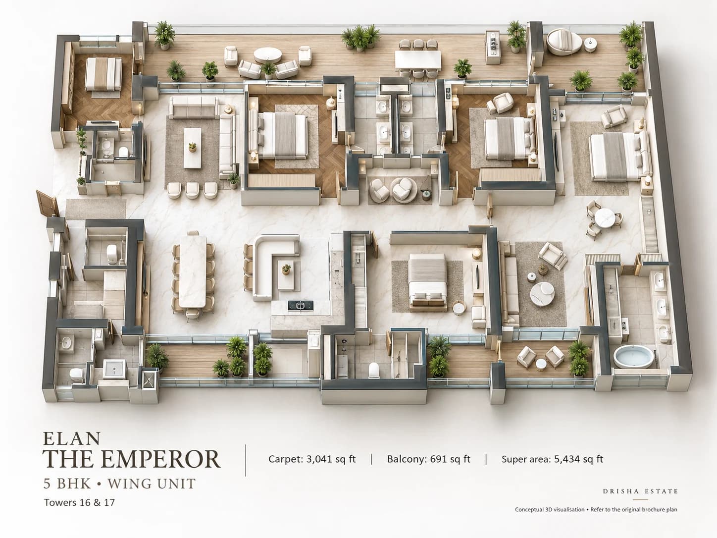 5 BHK Wing conceptual reference